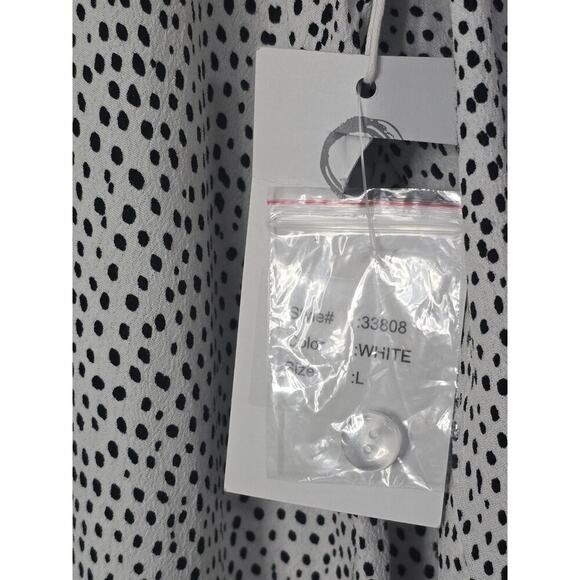 Habitat "Livable" Black & White Tiny Dot Tunic VNeck NWT Style # 33889 Size L - Picture 3 of 7